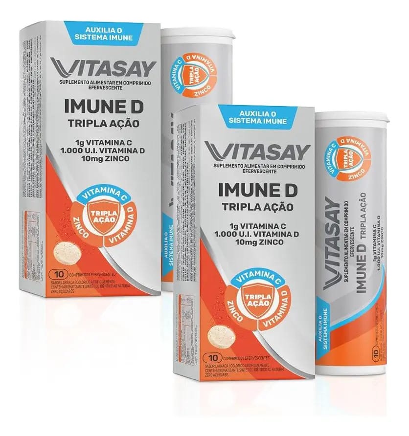Kit C/ 02 Suplemento Vitasay Imune D 10 Compr. Efervescentes