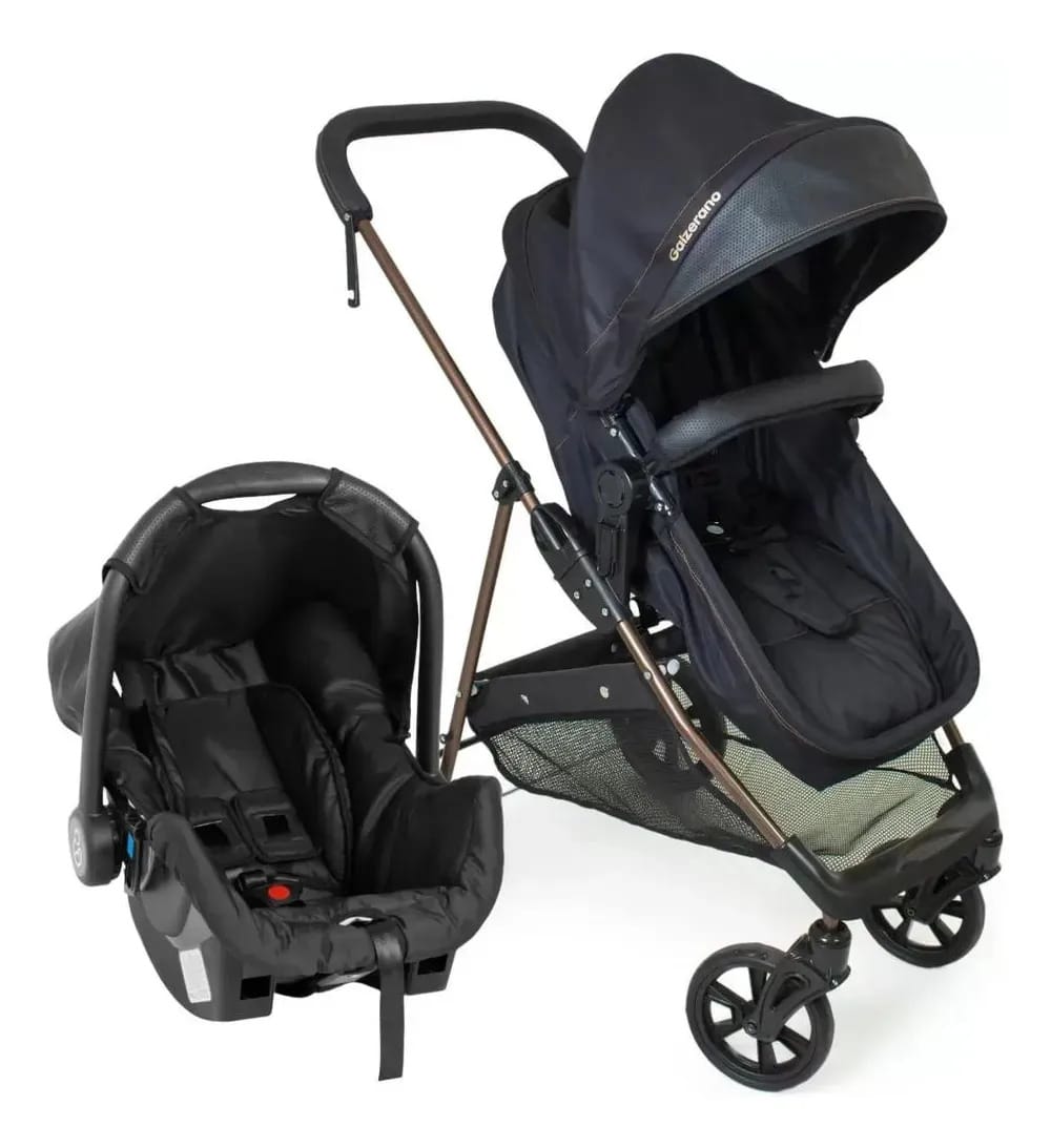 Travel System Galzerano Carrinho De Bebê Napoli 1449 Preto E Cobre
