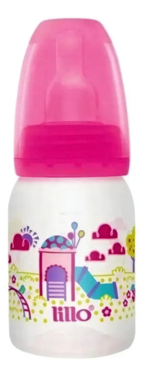 Mamadeira Lillo Rosa Bico Silicone 120ml Anticólica BPA Free