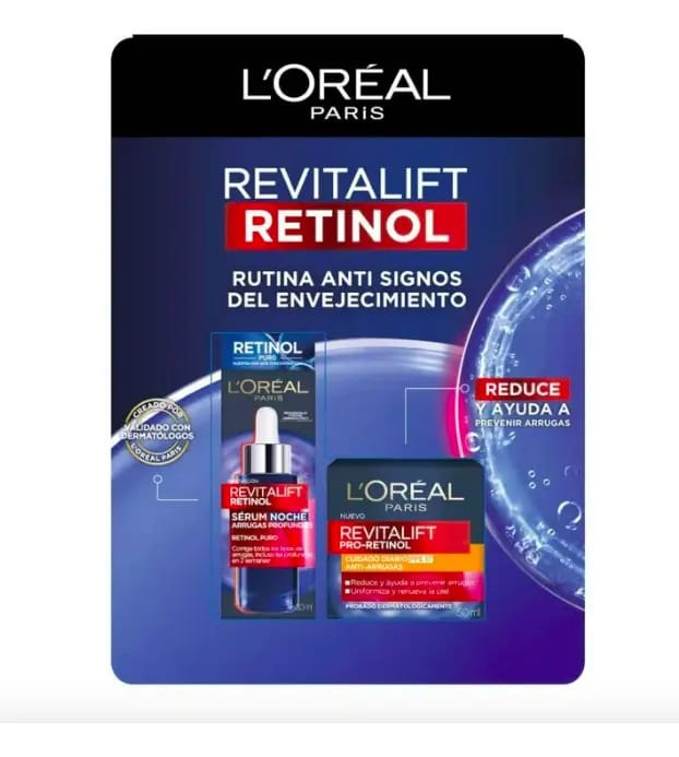 Sérum Retinol Revitalift Loreal Paris 30 ml + creme 50 ml Hora de aplicação Dia/Noite Tipo de pele normal