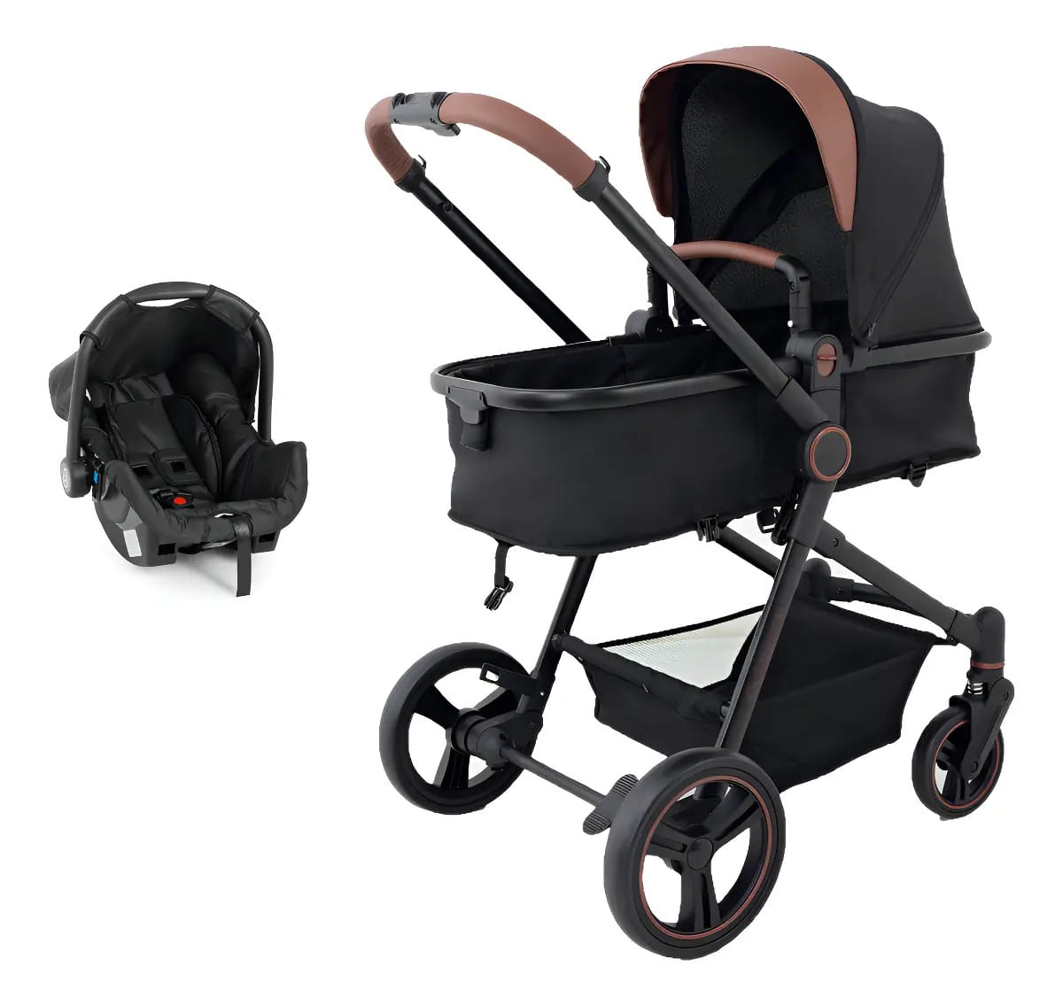 Carrinho Ivy Black Travel System Galzerano C/ Bebê Conforto
