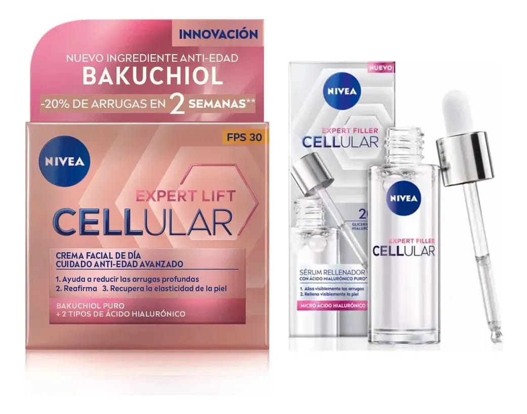 Creme facial de dia Nivea Cellular Lift e sérum diurno hialurônico para todos os tipos de pele