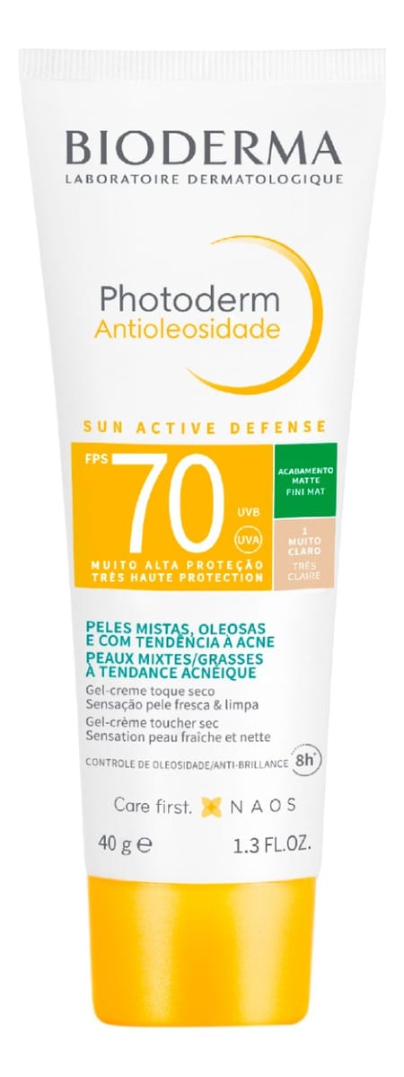 Protetor Solar Facial Bioderma Photoderm Antioleosidade FPS70 Cor 1 Muito Claro 40g