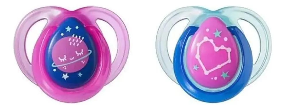 Chupetas Tommee Tippee Night Time Rosa E Azul 0-6 Meses