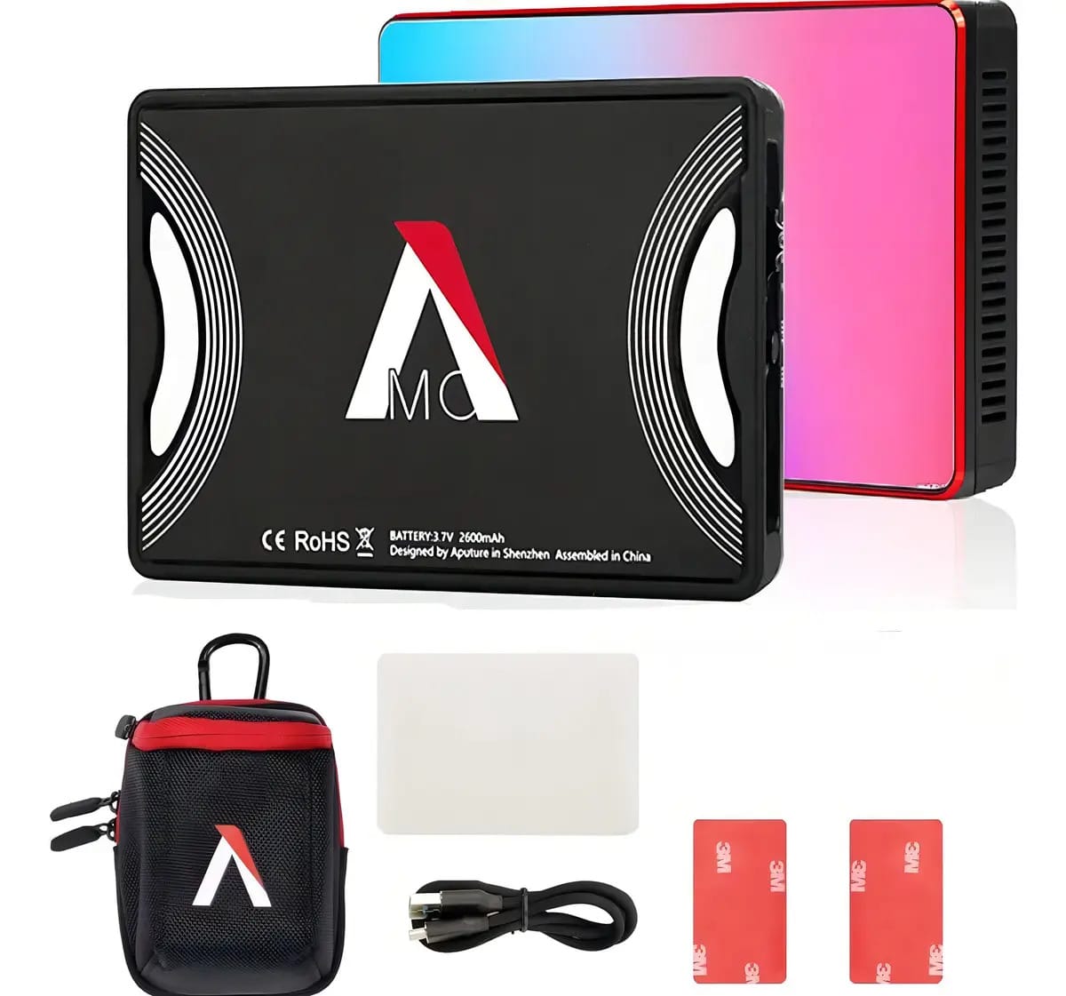 Luz LED Aputure Amaran MC RGBWW para câmera, portátil, para fotografia, TLCI/CRI 96+ RGB 0-360, em todas as cores, 3200-6500 K, ajustável de 0 a 100%, escurecimento contínuo com função de adsorção