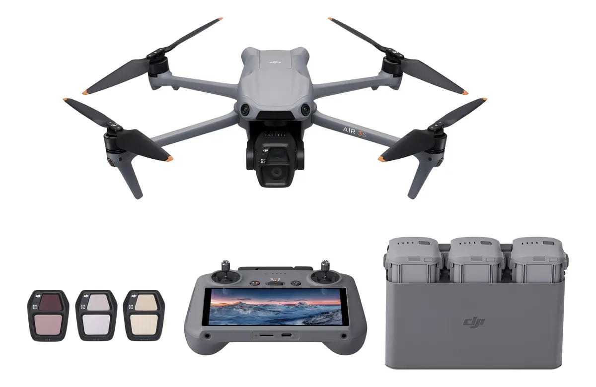 Drone Dji Air 3s Combo Rc2 cinza