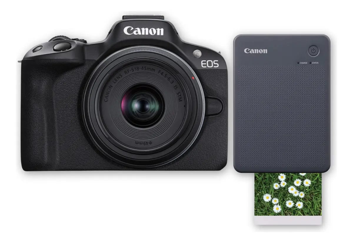 Kit Canon Eos R50+Impressora Selphy Qx20 preta