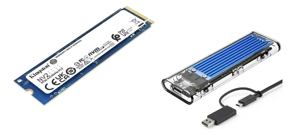 Ssd Externo - Ssd M2 Nvme Kingston 1tb + Case Tipo C + Cabo Cor Azul