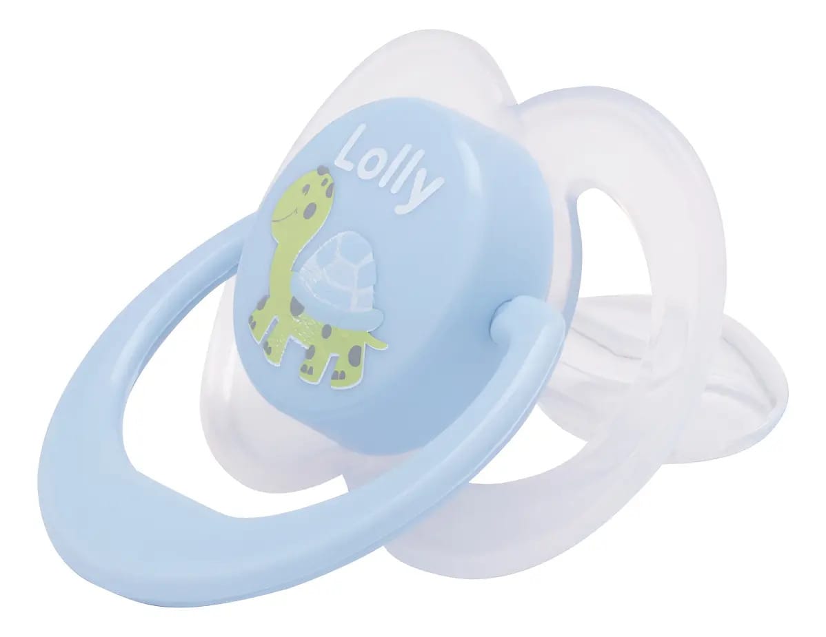 Chupeta Lolly Azul-Claro Hipopótamo Silicone 0-6 Meses