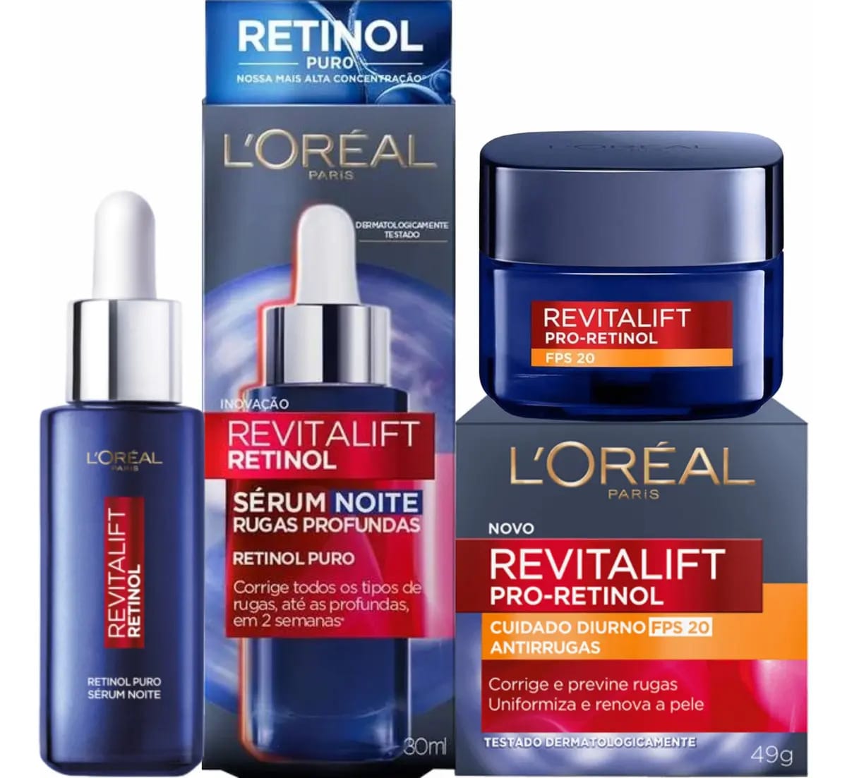 Revitalift Retinol Sérum Noite E Creme Facial Diurno Loreal Tipo de pele Todo tipo de pele