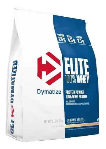 Dymatize Elite 100% Whey Protein 10 libras 126 serviços com sabor de baunilha