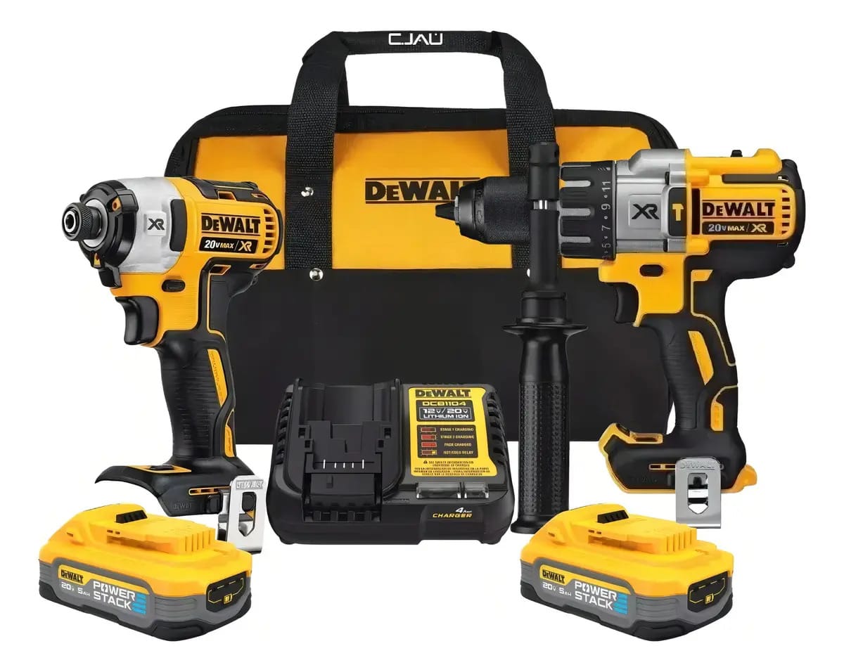 Parafusadeira Furadeira de Impacto DEWALT + Parafusadeira DCK299H2 Com 2 Baterias, Carregador e Bolsa