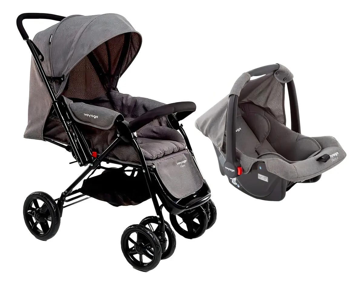 Carrinho De Bebê Choice E Bebê Conforto Beta Cinza - Voyage