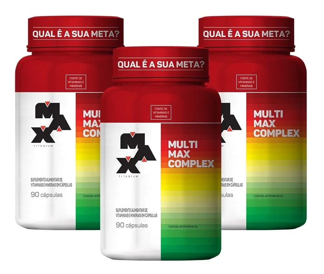 3x Multivitamínico Multimax 90 Cápsulas - Max Titanium Sabor Sem Sabor