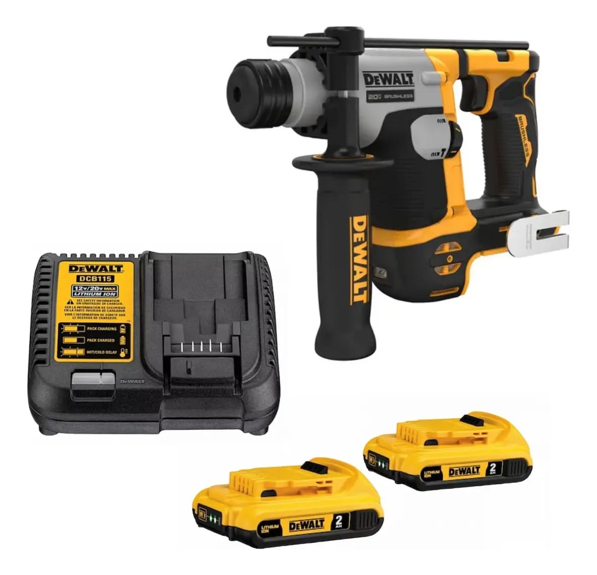 Kit Martelete Dewalt + 2 Baterias Dcb203 2.0ah + Carregador