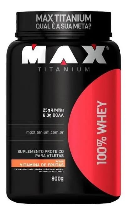 100% Whey Protein (900g) Max Titanium Sabor Vitamina De Frutas