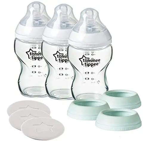 Kit c/ 3 mamadeiras de vidro Tommee Tippee 3 em 1 Closer to Nature