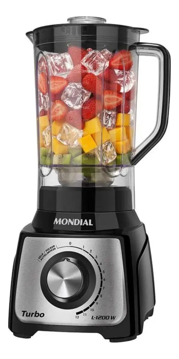 Liquidificador Mondial Turbo 3 Litros L-1200 Inox Preto