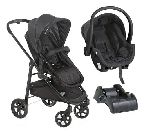 Carrinho De Bebê Passeio Travel System Preto Galzerano