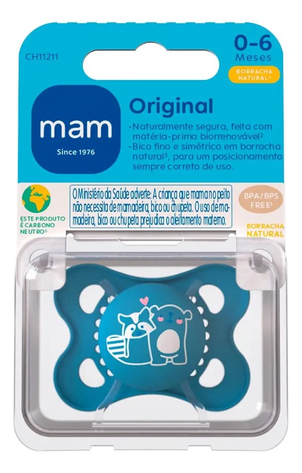 Chupeta Mam Original Borracha Natural 0-6 Meses - Azul