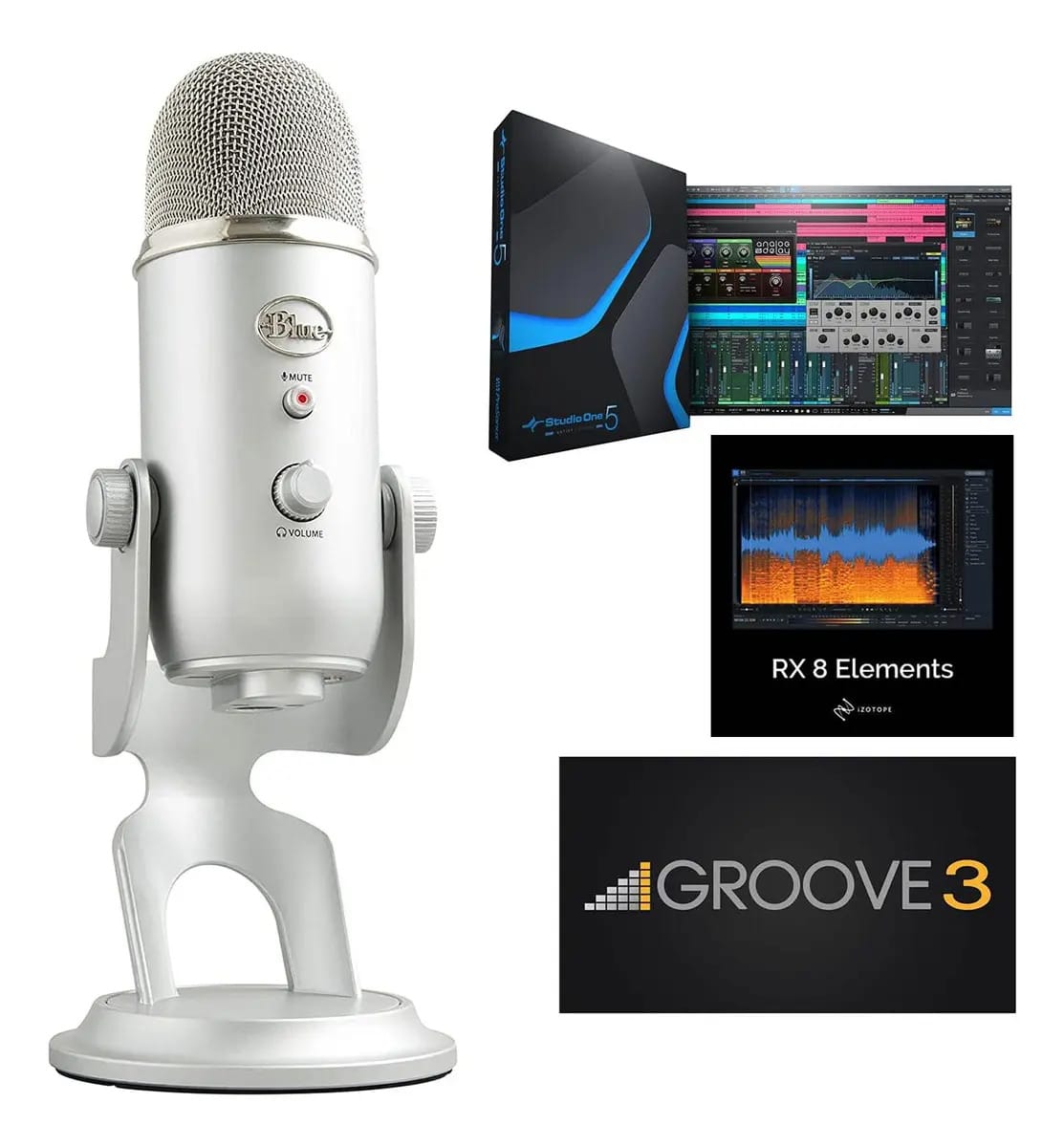 Microfone USB profissional multipadrão Blue Yeti Silver P
