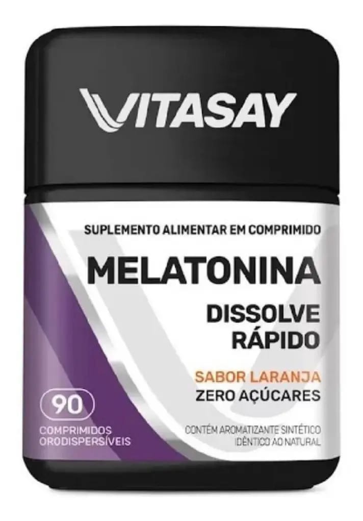 Suplemento Melatonina Vitasay 90 Comprimidos Sabor Laranja Para Melhorar