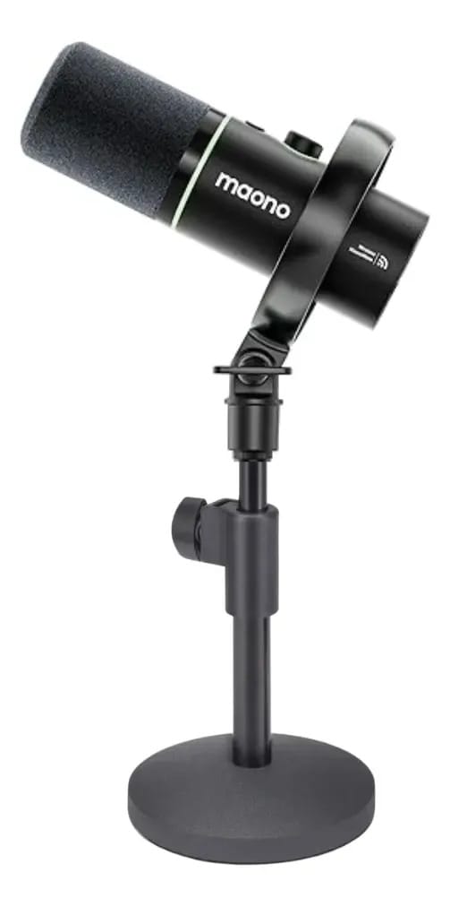 Microfone dinâmico cardióide Maono PD200x Podcast e suporte preto