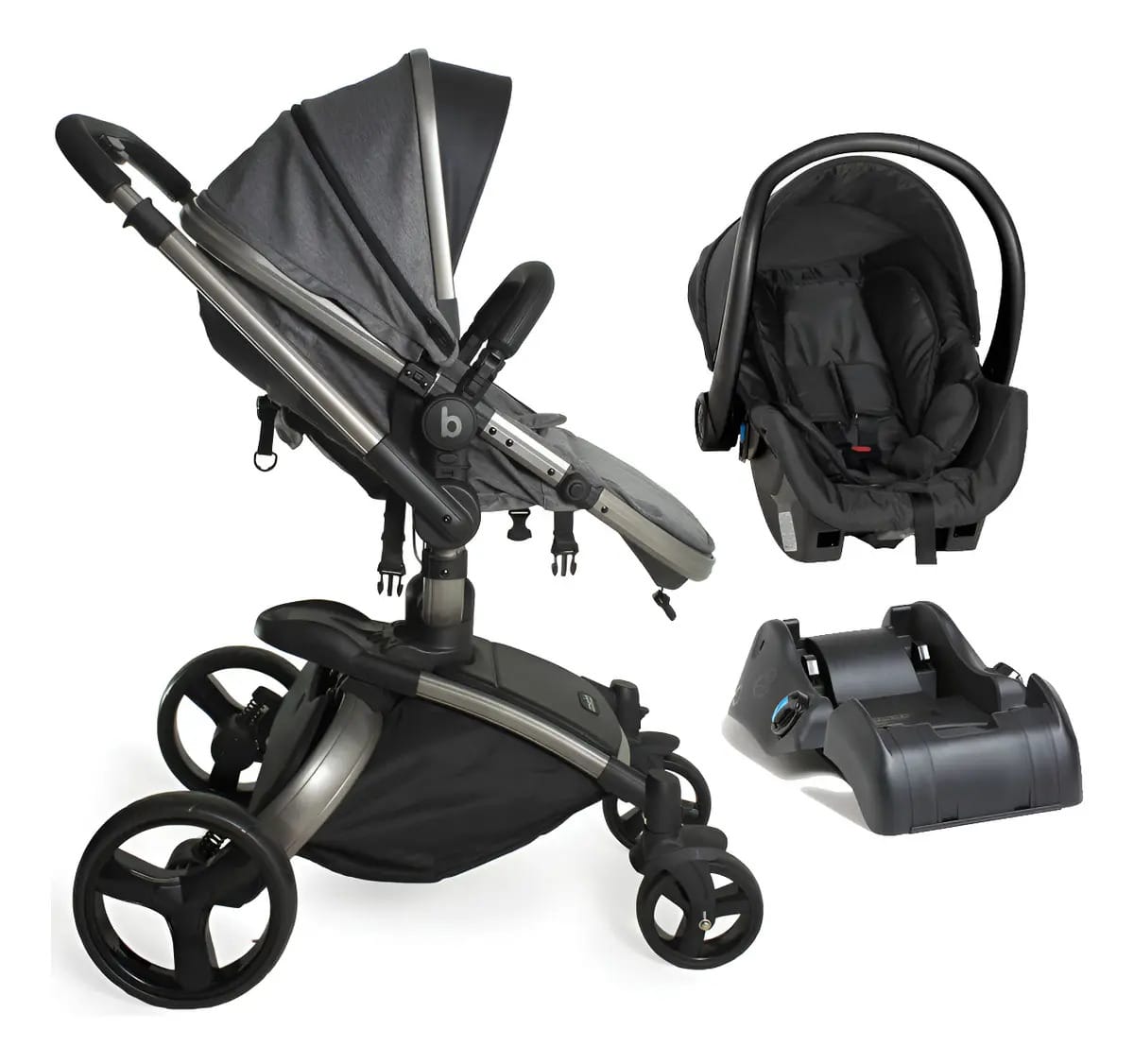Carrinho Galzerano Vulkan Bebê Conforto Grid Travel System Cinza Claro Cinza