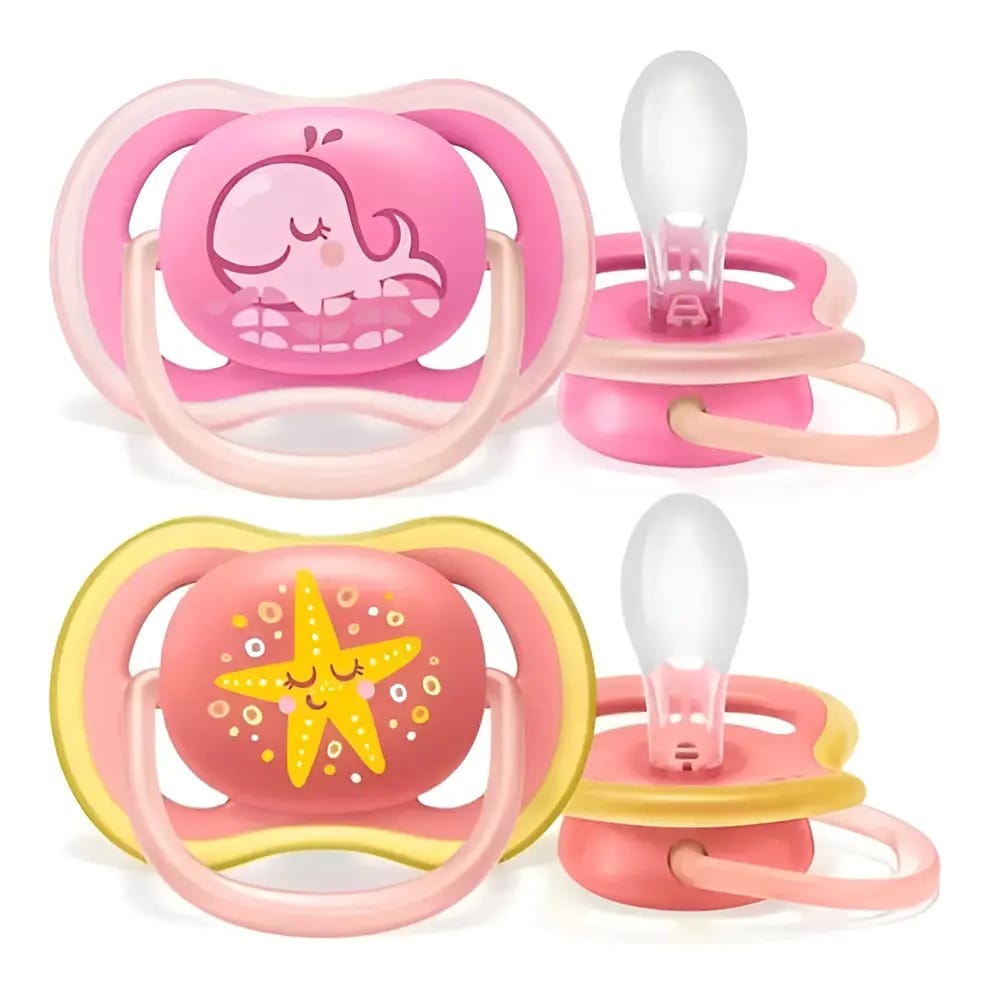 Chupeta Avent Ultra Air Dupla- Rosa Decorada-6-18m