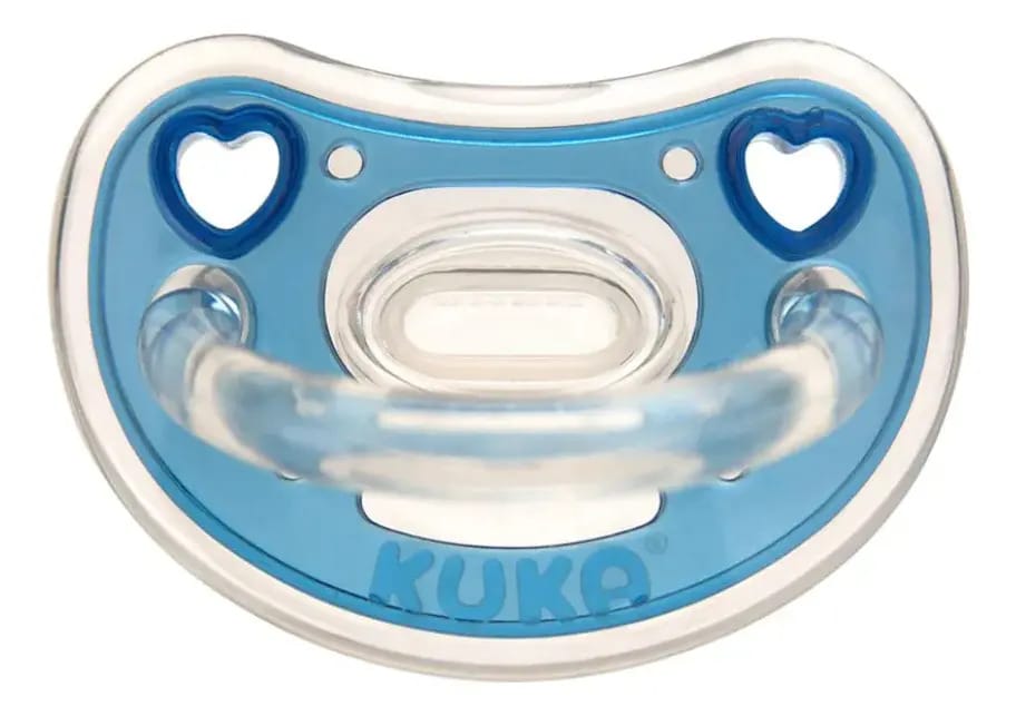 Chupeta Silicone Azul Anatômica 0-6 Meses Kuka Elegance com Capa
