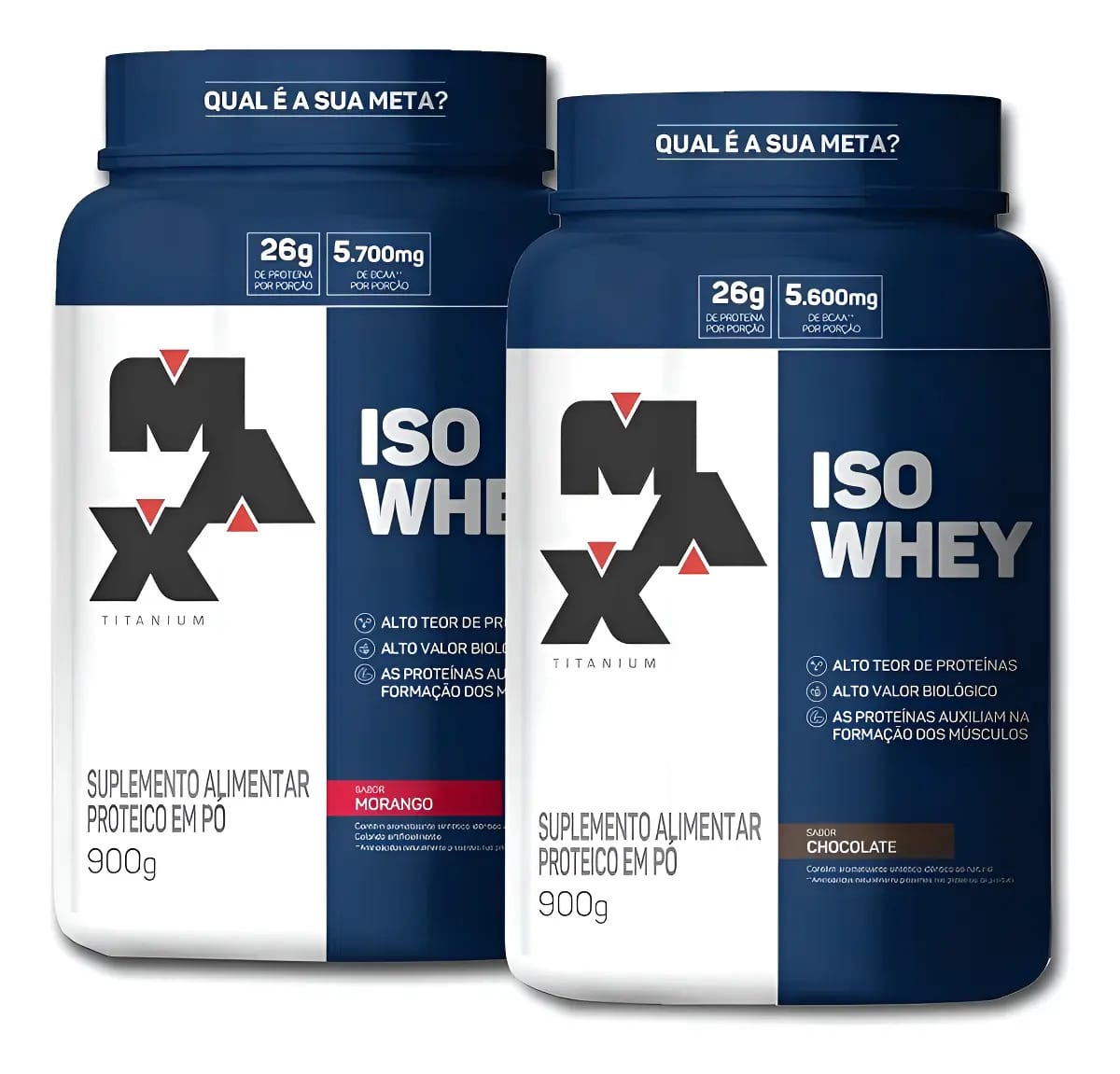 Combo 2x Iso Whey 900g Max Titanium - Whey Protein Isolado Sabor Sortidos
