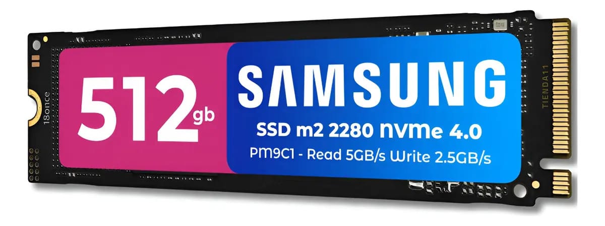 Disco rígido preto Samsung 512gb M2 2280 Nvme 4.0 Pm9C1 SSD