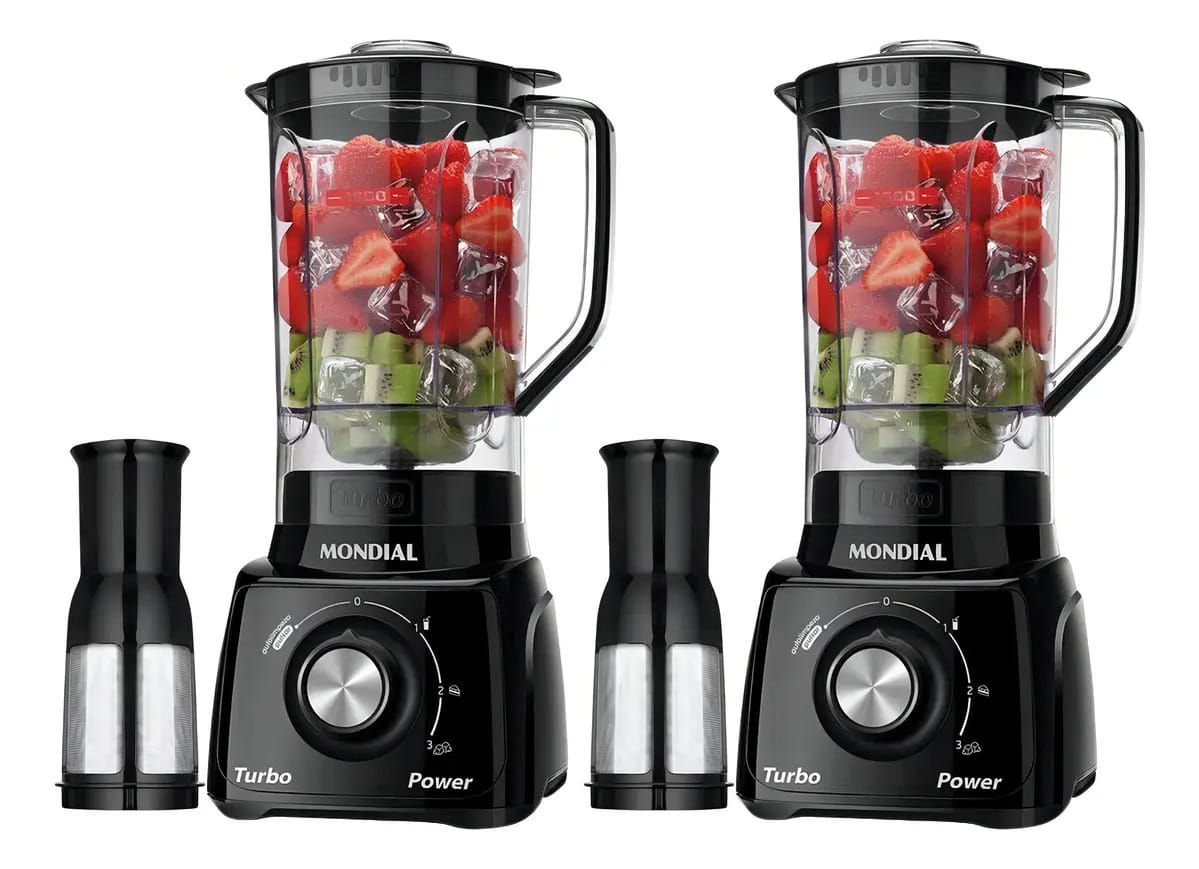 Kit 2 Liquidificador Mondial Turbo Power Preto 550w