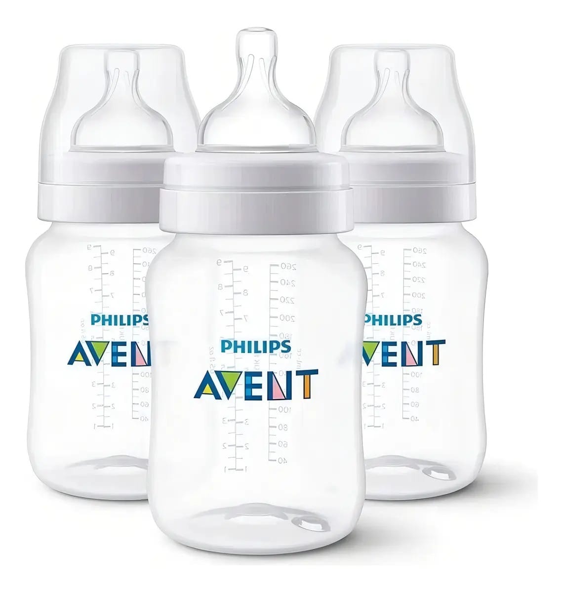 Kit 3 Mamadeiras Avent Clássica Anti Cólica 260ml Cor Neutra