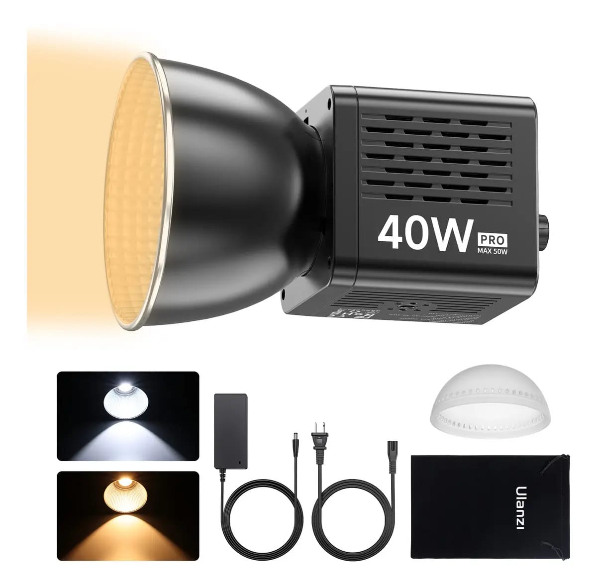 Lâmpadas LED Ulanzi 40w com luz RGB portátil com adaptador