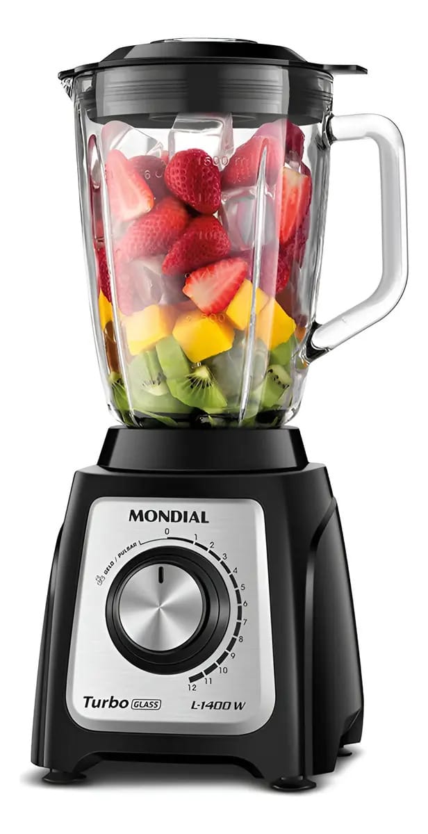 Liquidificador Mondial Turbo Glass L-1400-gi Cor Preto