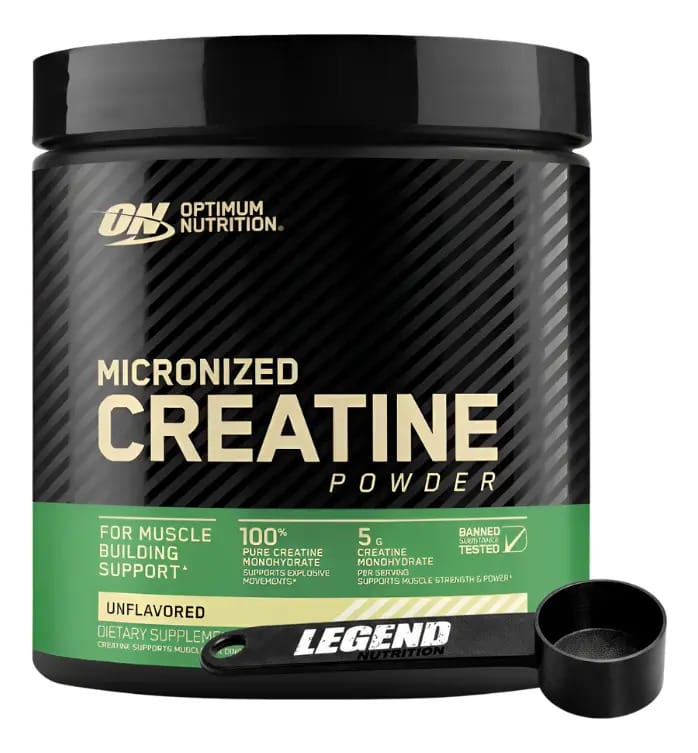 Creatina em pó micronizada Optimum Nutrition 300g 60 porções + Scoop Legend Nutrition
