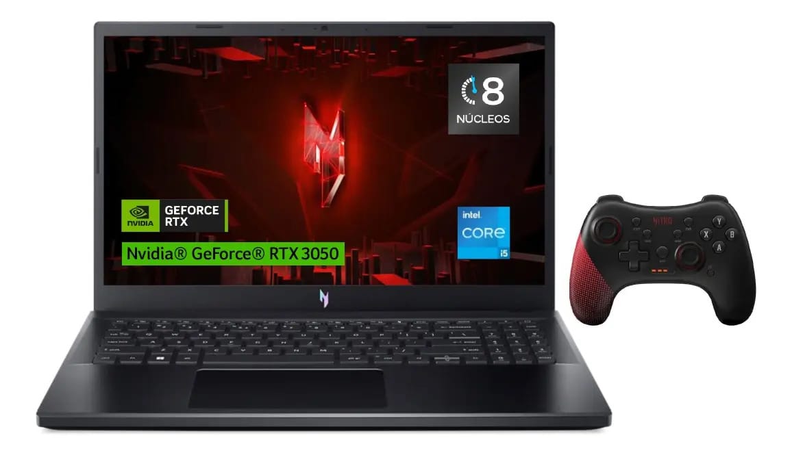 Ultrabook Acer Nitro V15 Nitro ANV15-51-50HH Preto 15.6" 1920 px x 1080 px Intel 13420H NVIDIA GeForce RTX RTX 3050 8GB de Ram
