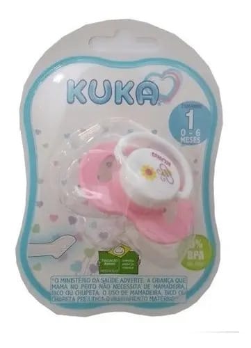 Chupeta Kuka Plus Silicone Anatômica Rosa 0-6 Meses