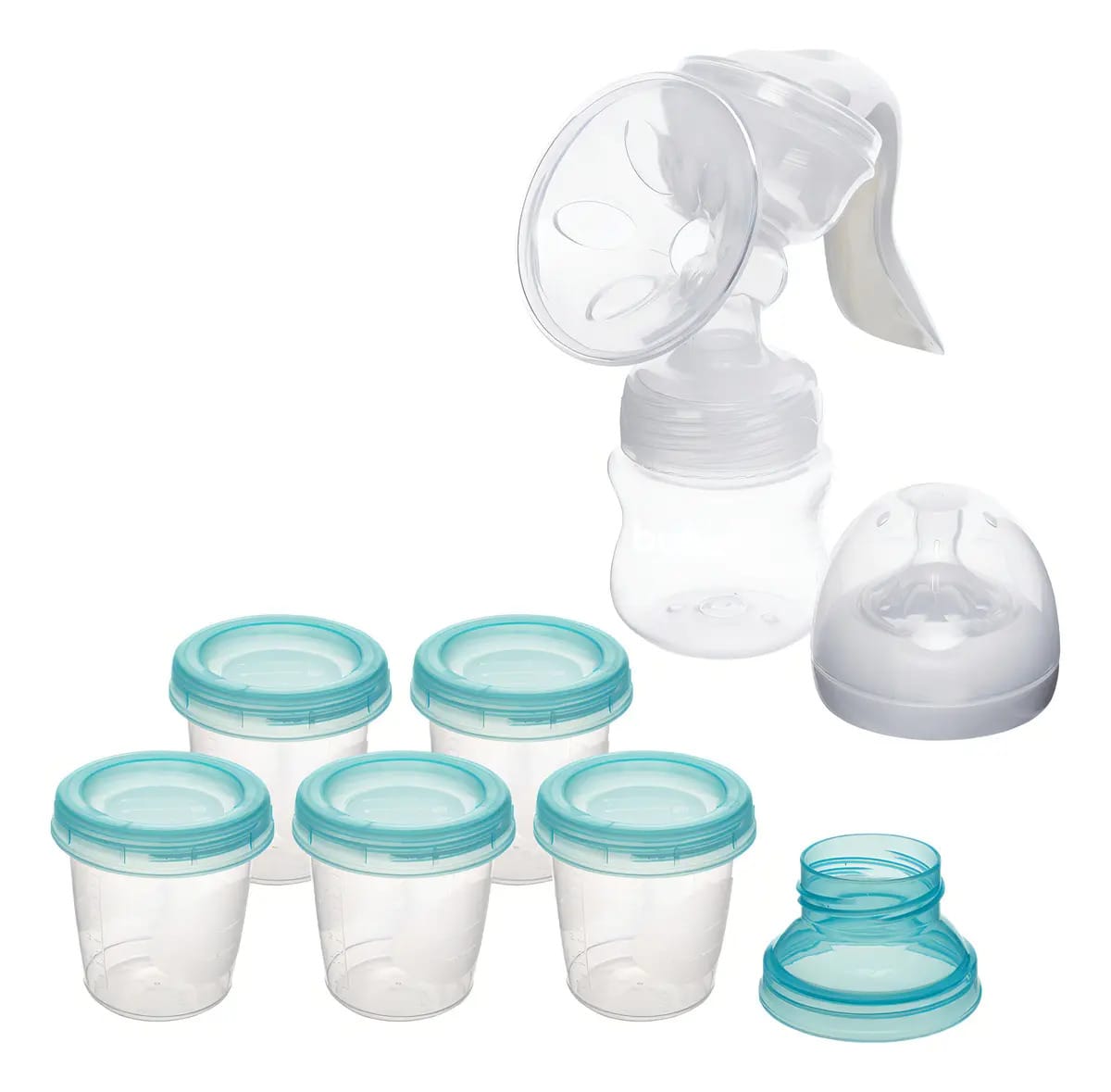 Kit Bomba Tira Leite Manual + 06 Potes De Armazenamento Buba