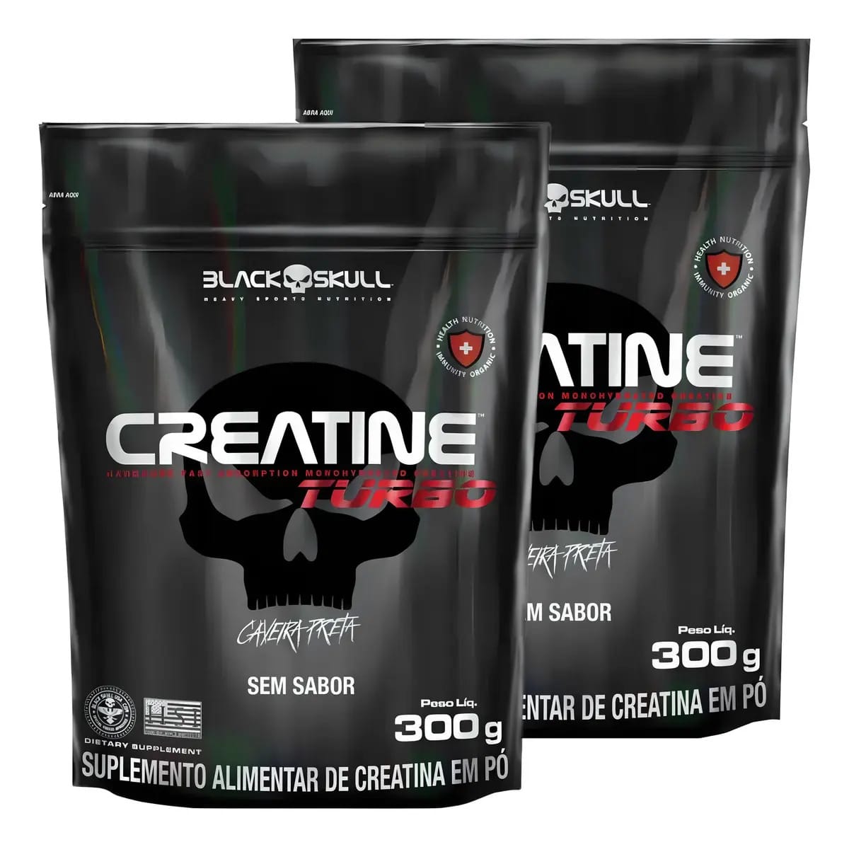Creatina Black Skull Kit 2 Refis de 300g Monohidratada Sem Sabor