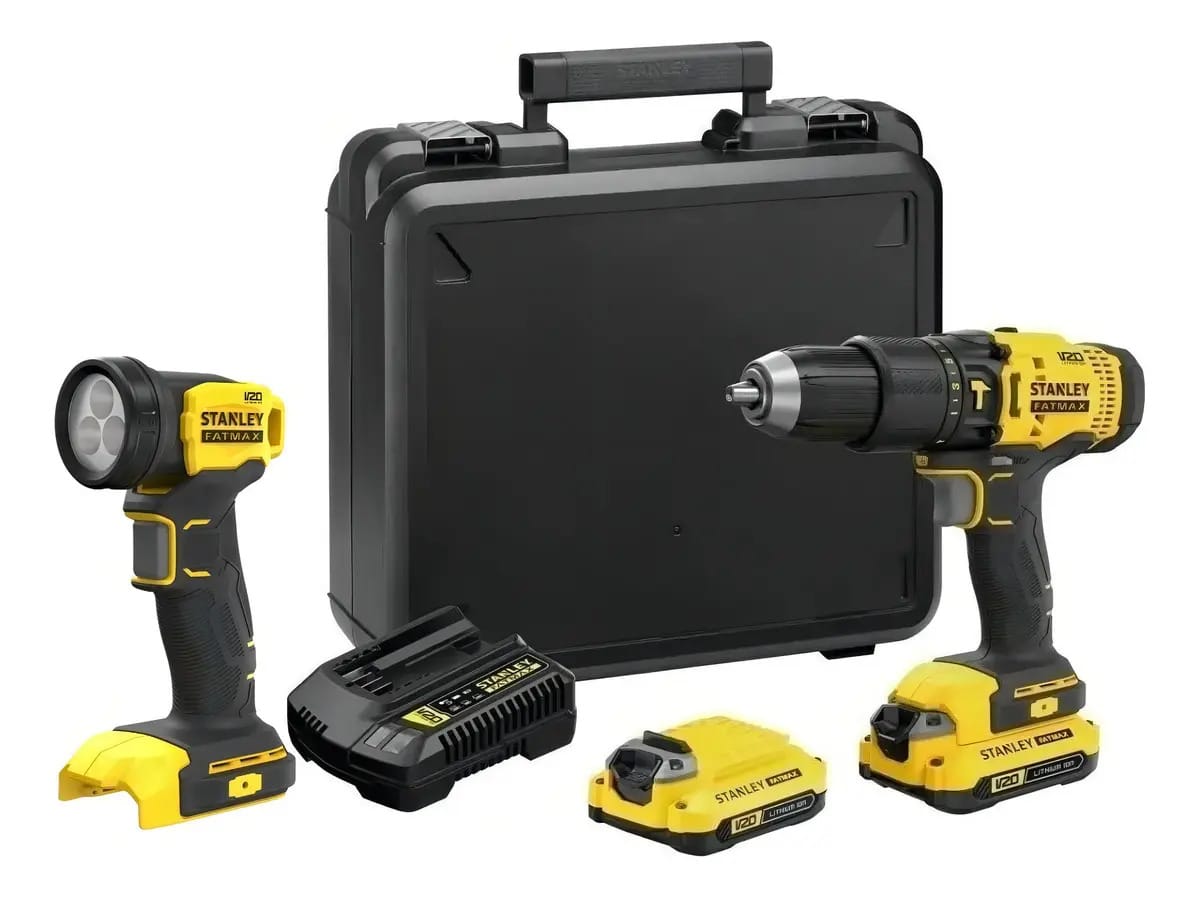 Furadeira Parafusadeira Imp Scd711c2k 20v Stanley + Lanterna Cor Amarelo/preto