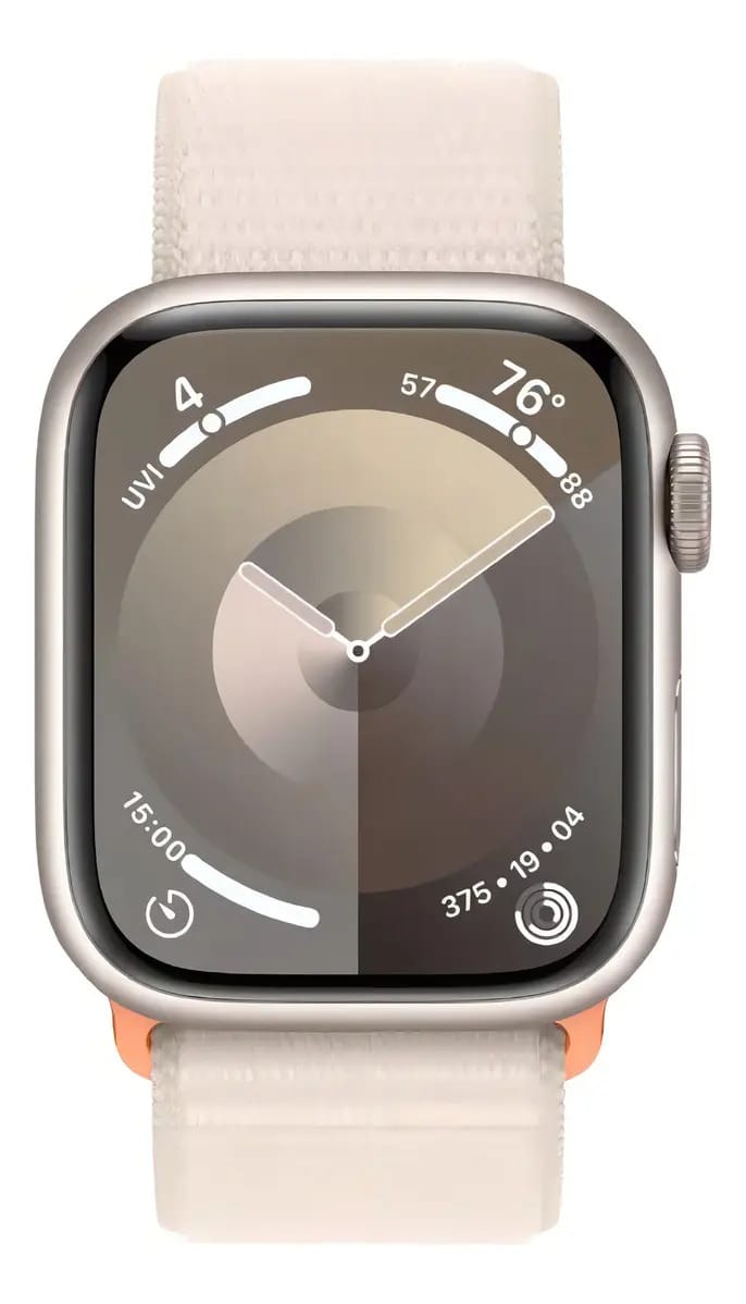 Apple Watch Series 9 GPS + Cellular • Caixa estelar de alumínio – 41 mm • Pulseira loop esportiva estelar