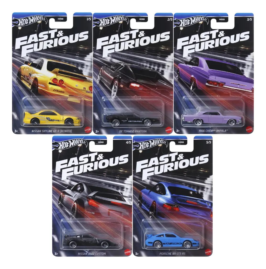 Kit Carrinhos Hot Wheels Edição Fast & Furious C/ 5 Mattel Cor Fast - Furious