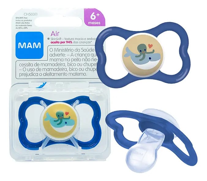 Chupeta Mam Air 6m+ Embalagem Unitária Menino Menina - Mam Cor Menino Baleia