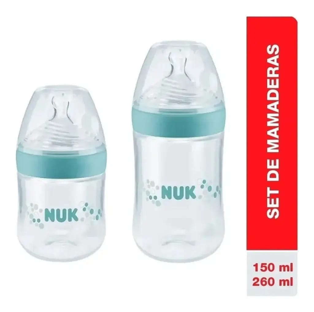 Conjunto de duas garrafas Nuk Nature Sense de 150 e 260 ml N0222050
