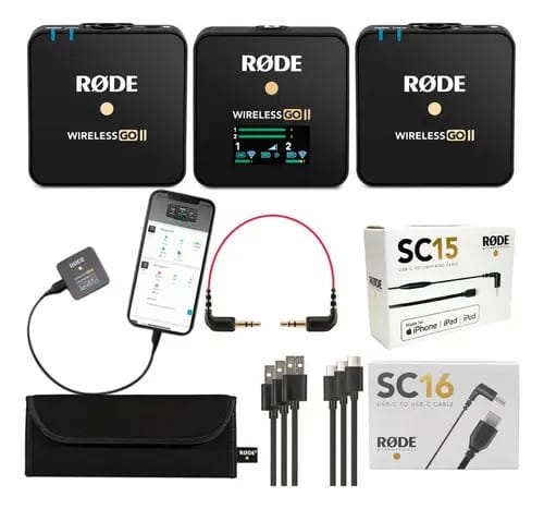 Microfone Rode Wireless Go Ii Sem Fio Com Cabo Lightning Cor Preto