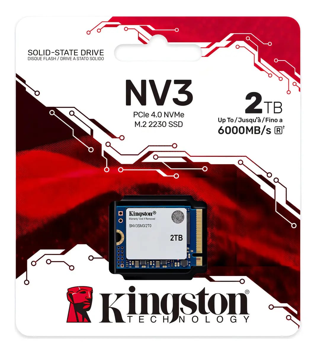Ssd M.2 2230 Kingston Nv3 Mini 2TB Nvme Pcie 4.0 SNV3SM3/2T0 Velocidade De Leitura Até 6000mb/s E Gravação Até 5000mb/s Branco