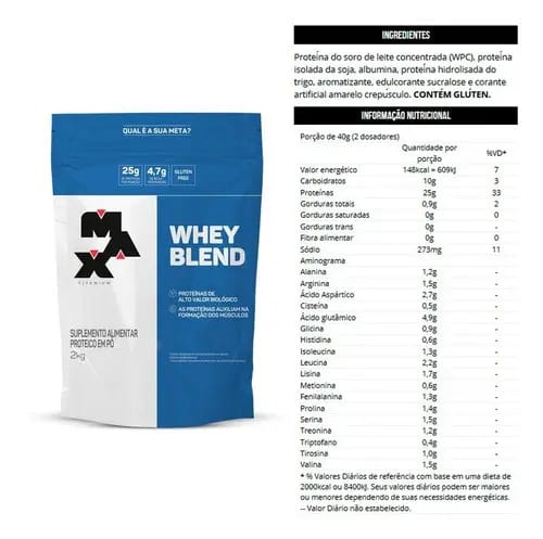 Whey Protein Max Titanium Blend Morango 2kg
