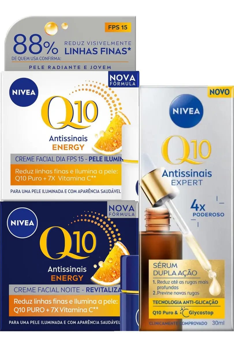 Nivea Creme Facial Q10 Energy Vitamina C Dia + Noite + Sérum